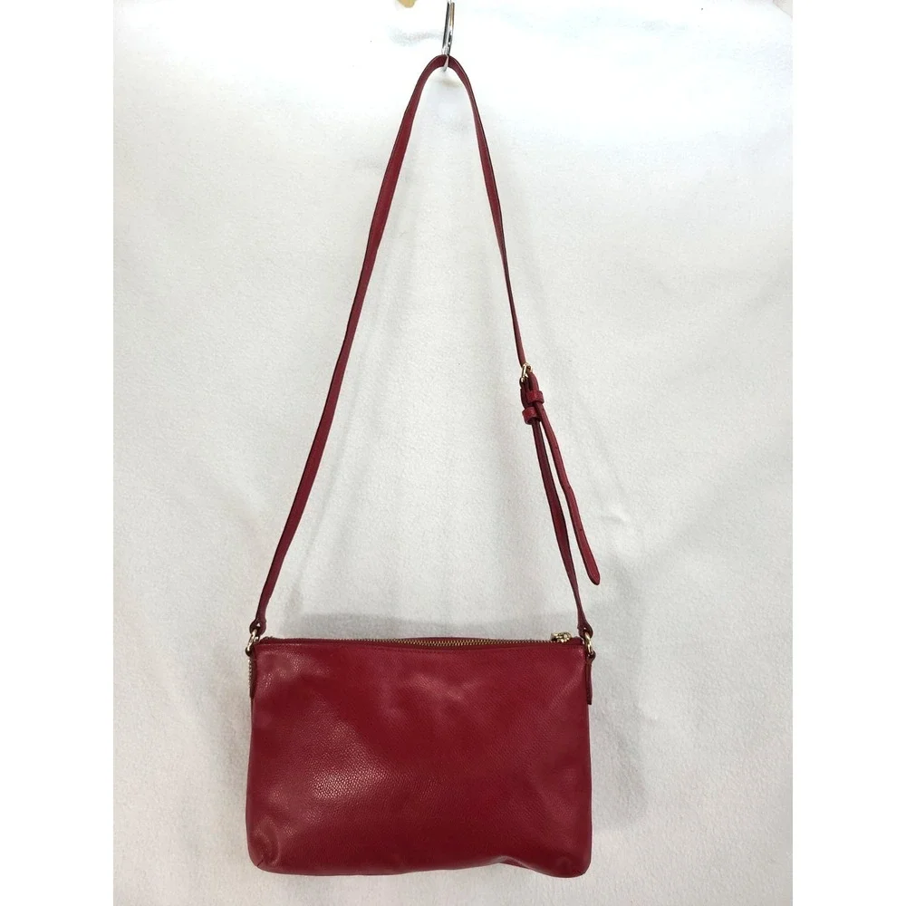 Coach Red Crossgrain Leather Crossbody Bag